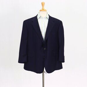 Hickey Freeman Mahogany 50S Navy Blazer Sport Coat Jacket 2-Button Solid Y886